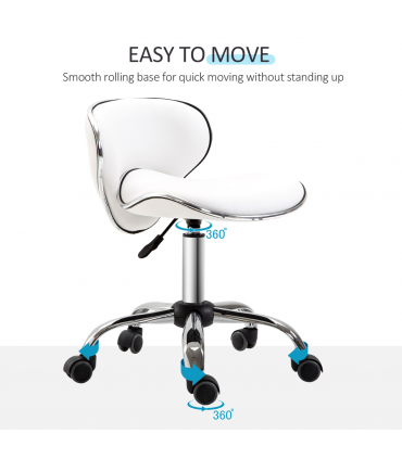 Office Chair Beauty Salon Rolling Technician Stool Chair Low Back White HOMCOM
