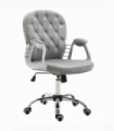 Office Chair Luxury Velour Diamond Tufted Padded Ergonomic 360 Swivel Grey