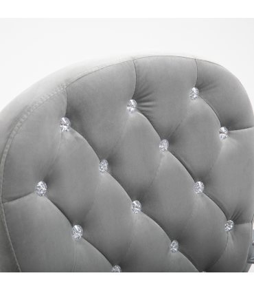 Office Chair Luxury Velour Diamond Tufted Padded Ergonomic 360 Swivel Grey
