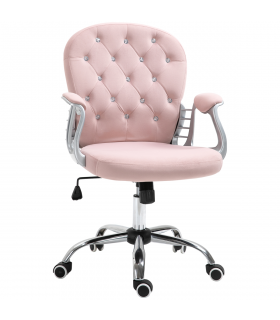 Office Chair Luxury Velour Diamond Tufted Padded Ergonomic 360� Swivel Pink
