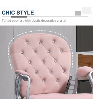 Office Chair Luxury Velour Diamond Tufted Padded Ergonomic 360� Swivel Pink