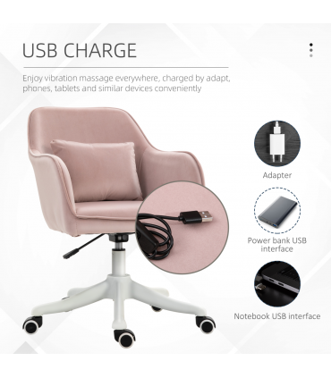 Office Chair with Rechargeable Electric Vibration Massage Lumbar Pillow, Wheels