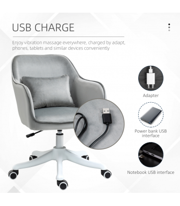 Office Chair with Rechargeable Electric Vibration Massage Lumbar Pillow, Wheels