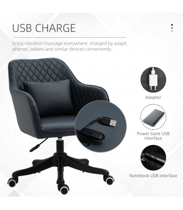 Office Chair with Rechargeable Electric Vibration Massage Lumbar Pillow, Wheels