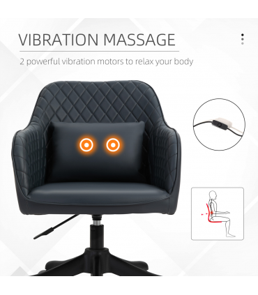 Office Chair with Rechargeable Electric Vibration Massage Lumbar Pillow, Wheels