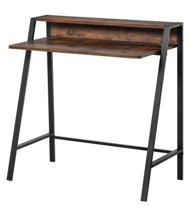 Office PC Workstation Storage Shelf Color Rustic Brown Metal Frame