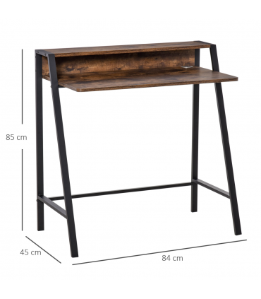 Office PC Workstation Storage Shelf Color Rustic Brown Metal Frame