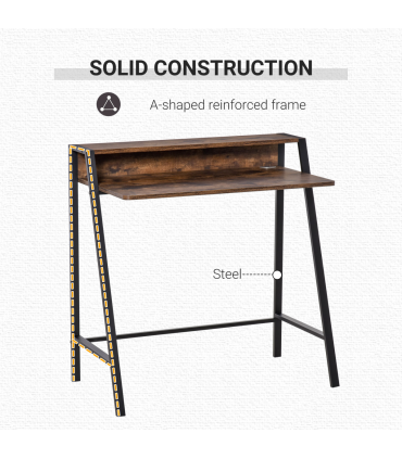 Office PC Workstation Storage Shelf Color Rustic Brown Metal Frame