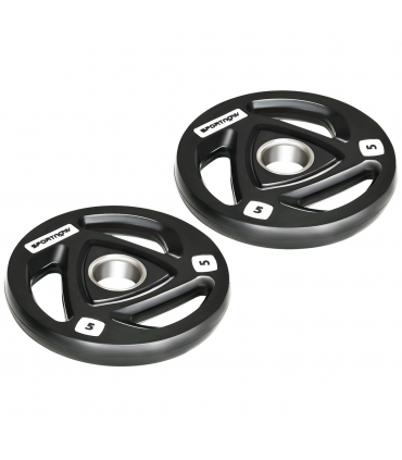 Olympic Weight Plates, Tri-Grip Barbell Weights Set with 2'' Holes, 2 x 5kg