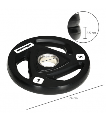 Olympic Weight Plates, Tri-Grip Barbell Weights Set with 2'' Holes, 2 x 5kg