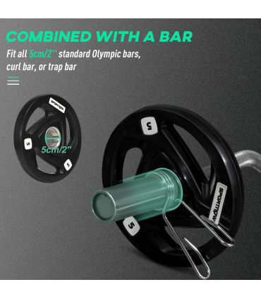 Olympic Weight Plates, Tri-Grip Barbell Weights Set with 2'' Holes, 2 x 5kg