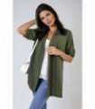 Open Front Roll Up Sleeve Cardigan