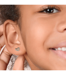 Open Heart Silver Stud Earrings