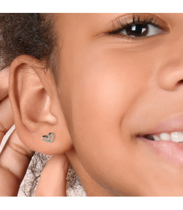 Open Heart Silver Stud Earrings