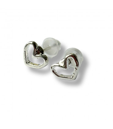 Open Heart Silver Stud Earrings