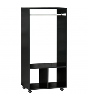 Open Wardrobe Clothes Rail Bedroom Clothes Storage Rod Shelves Black