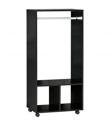 Open Wardrobe Clothes Rail Bedroom Clothes Storage Rod Shelves Black