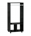 Open Wardrobe Clothes Rail Bedroom Clothes Storage Rod Shelves Black