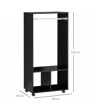 Open Wardrobe Clothes Rail Bedroom Clothes Storage Rod Shelves Black