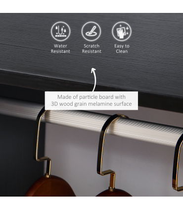 Open Wardrobe Clothes Rail Bedroom Clothes Storage Rod Shelves Black