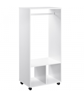 Open Wardrobe Clothes Rail Bedroom Clothes Storage w/ Hanging Rod Shelves White