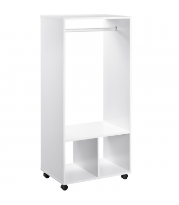 Open Wardrobe Clothes Rail Bedroom Clothes Storage w/ Hanging Rod Shelves White