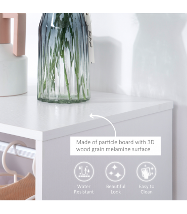 Open Wardrobe Clothes Rail Bedroom Clothes Storage w/ Hanging Rod Shelves White