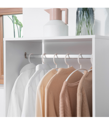 Open Wardrobe Clothes Rail Bedroom Clothes Storage w/ Hanging Rod Shelves White