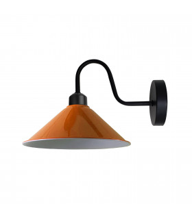 Orange Wall Light Fixture,Black Wall Sconce E27 Base Socket Screw Type Wall Mounted Swan Neck Cone Shape Shade