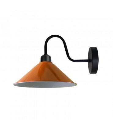 Orange Wall Light Fixture,Black Wall Sconce E27 Base Socket Screw Type Wall Mounted Swan Neck Cone Shape Shade