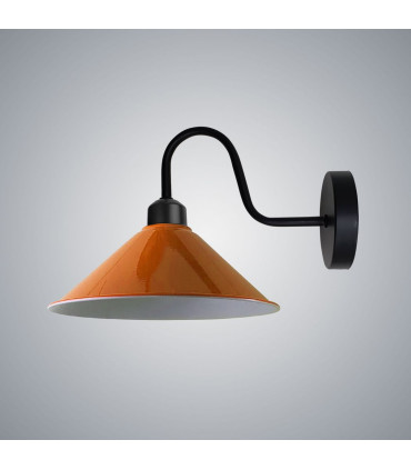 Orange Wall Light Fixture,Black Wall Sconce E27 Base Socket Screw Type Wall Mounted Swan Neck Cone Shape Shade