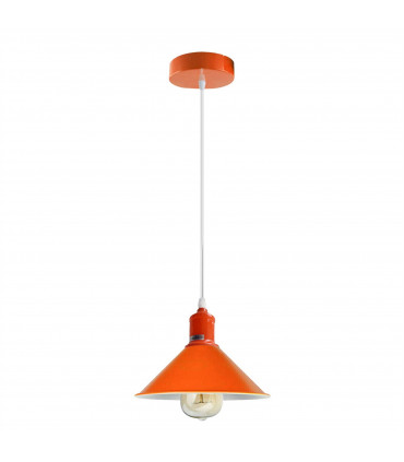 Orange pendant light fixture Retro metal lampshade