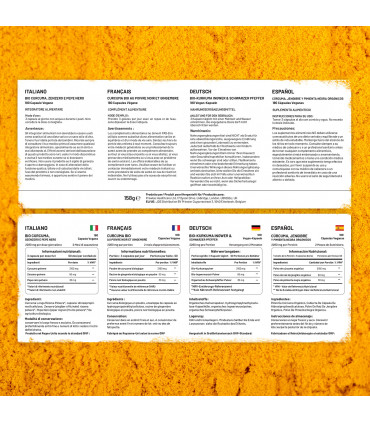 Organic Turmeric 2280mg (High Strength) with Black Pepper & Ginger - 180 Vegan Turmeric Capsules