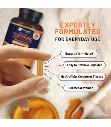 Organic Turmeric 2280mg (High Strength) with Black Pepper & Ginger - 180 Vegan Turmeric Capsules