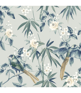 Oriental Floral Birds Grey/Blue sw12