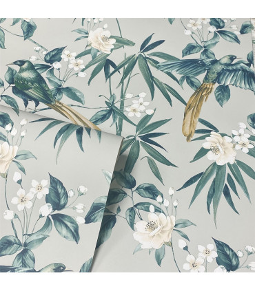 Oriental Floral Birds Grey/Blue sw12
