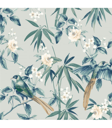 Oriental Floral Birds Grey/Blue sw12