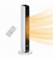 Oscillating Ceramic Tower Heater, Remote 8H Timer, 1000W/2000W