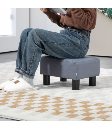 Ottoman Footrest Seat Chair Footstool Small PU Leather Home Office Grey