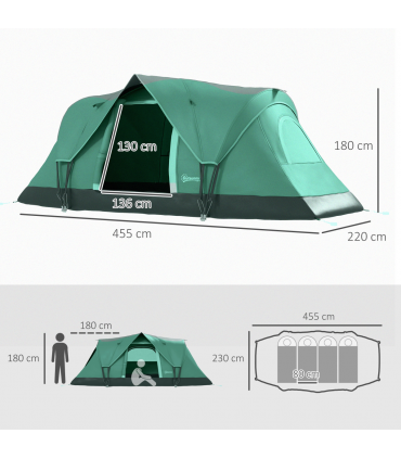 Outdoor  Camping Tent For 5-6 W/ Bag, Fiberglass & Steel Frame