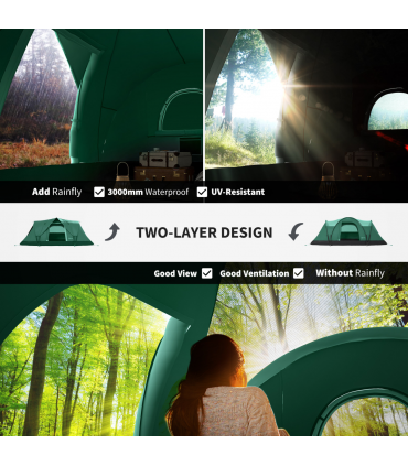 Outdoor  Camping Tent For 5-6 W/ Bag, Fiberglass & Steel Frame
