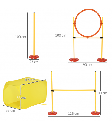 Outdoor 4 PCs Dog Pet Agility Training Equipment Backyard Starter Course Set