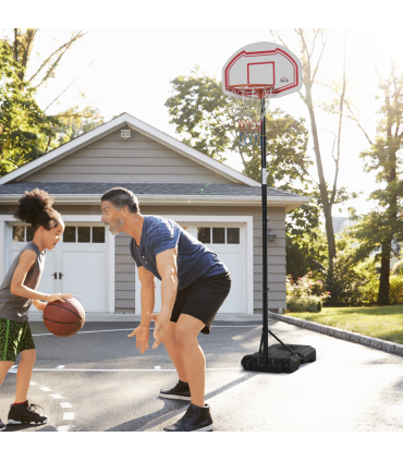 Outdoor Adjustable Basketball Hoop Stand w/ Wheels, Stable Base 258-314cm
