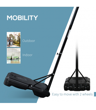 Outdoor Adjustable Basketball Hoop Stand w/ Wheels, Stable Base 258-314cm