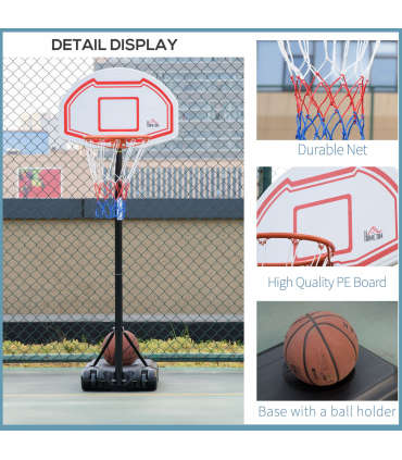 Outdoor Adjustable Basketball Hoop Stand w/ Wheels, Stable Base 258-314cm