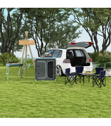 Outdoor Aluminum 3-shelf Camping Cupboard Kitchen Station Cook Table Outsunny