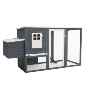 Outdoor Chicken Cage Hen House with 1 Egg Cage Grey Wood
