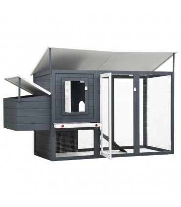 Outdoor Chicken Cage Hen House with 1 Egg Cage Grey Wood
