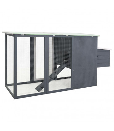 Outdoor Chicken Cage Hen House with 1 Egg Cage Grey Wood