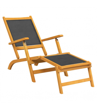Outdoor Deck Chairs 2 pcs Solid Wood Acacia and Textilene